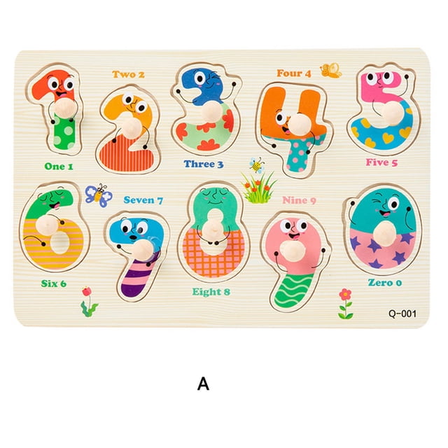 Wooden Number Lette Puzzle Early Learning Baby Kids Educational Toys