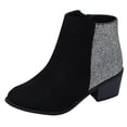 thumbnail image 1 of NECHOLOGY Zapatos Botines de mujer Botines de mujer de Material Flash negro con estilo clásico con parte trasera elástica tacón grueso tacón medio cremallera lateral botas cómodas (Black 6.5), 1 of 6