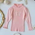 thumbnail image 5 of WAVSUF Kids Girls Knitted Sweater, Soft Comfort Ruffle Mock Neck Long Sleeve Winter Base Casual Undershirts Pink 7-8, 5 of 7