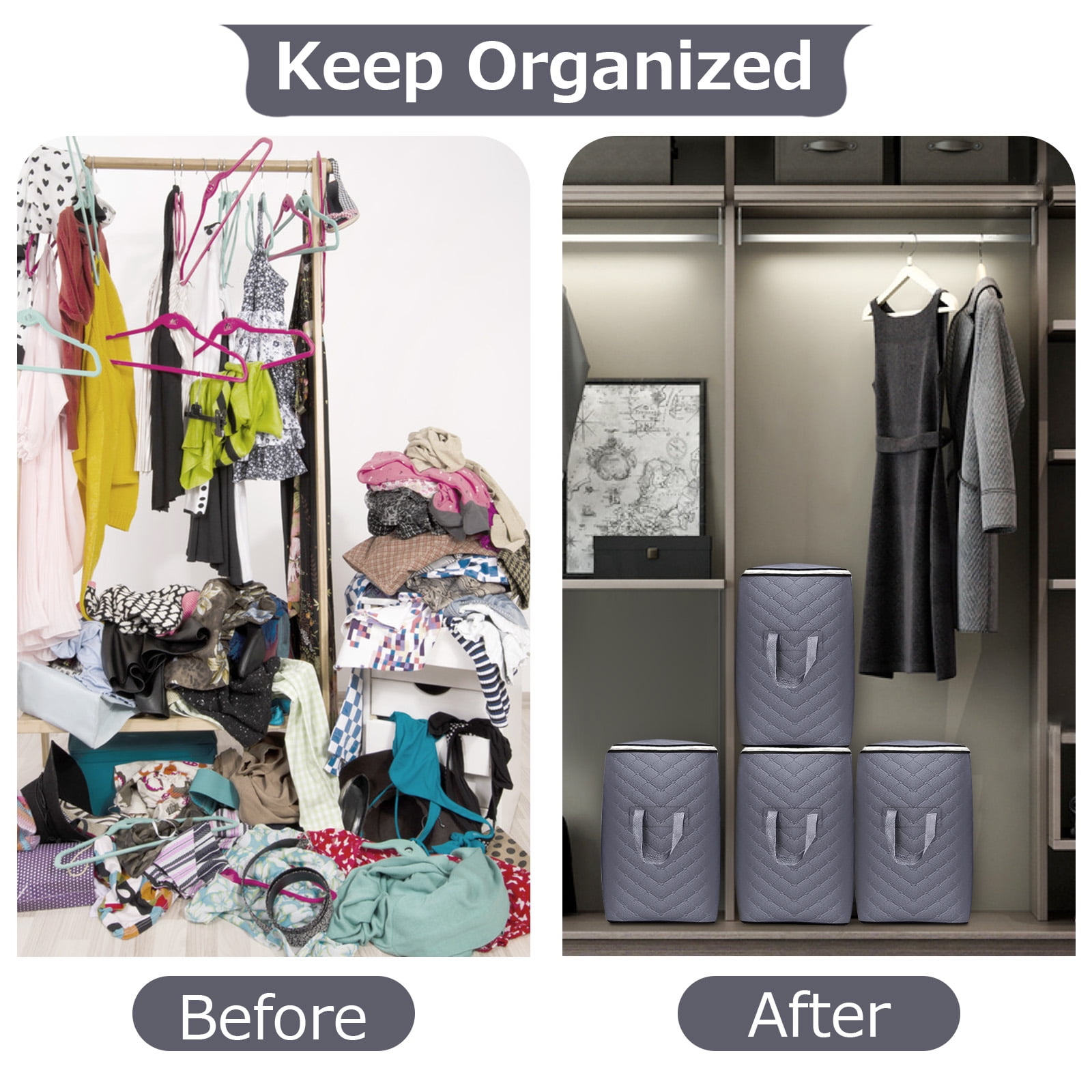 90L Underbed Storage Bags Organizer, 4Pcs Closet Storage