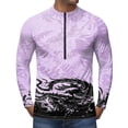 thumbnail image 3 of Dragon Print Quarter Zip Pullover for Men, Long Sleeve Athletic Jersey with Breathable Quick Dry Fabric - Slim Fit Cool Motorcycle Cycling Workout Tops Purple Pink S, 3 of 6