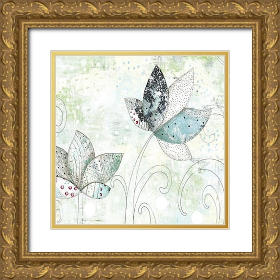 Ogren, Sarah 20x20 Gold Ornate Wood Framed with Double Matting Museum Art Print Titled - Zen Floral II