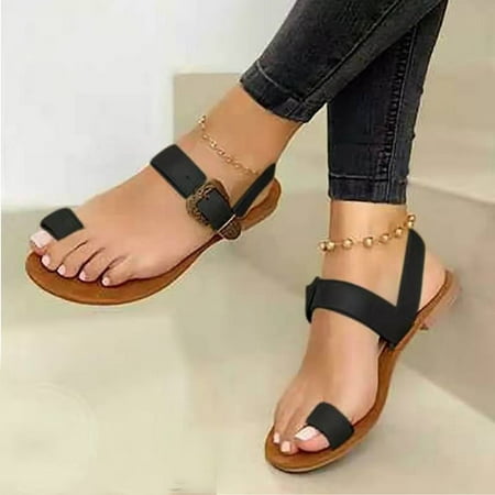 

Fidelma Women s sandals Women s Solid Color Set Flat Bottom Casual Beach Shoes Women s Sandals Women s Shoes Black-42