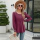 thumbnail image 4 of Womens Fall Puff Long Sleeve Round Neck Blouses Pullover Tunic Top Solid Color Pleated Front Casual Loose T-Shirts Red, 4 of 5