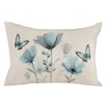 thumbnail image 2 of Turquoise Floral Pillow Covers 20x26 Inch Standard Size, Spring Pastoral Flowers Butterfly Beige Decorative Pillowcase with Zipper, Microfiber Breathable Pillowcases for Sofa Bed Living Room, 2 of 9