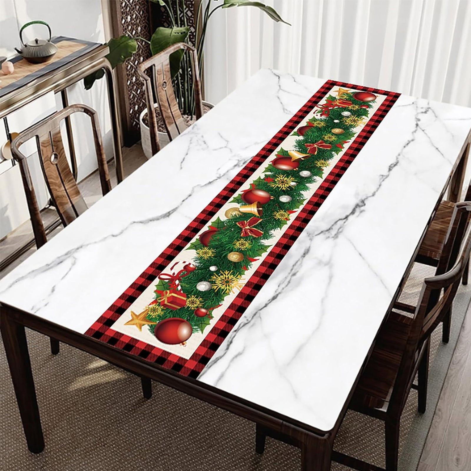 Ohok Chemin De Table De Noël 33 X 183 Cm - En Lin - Série De
