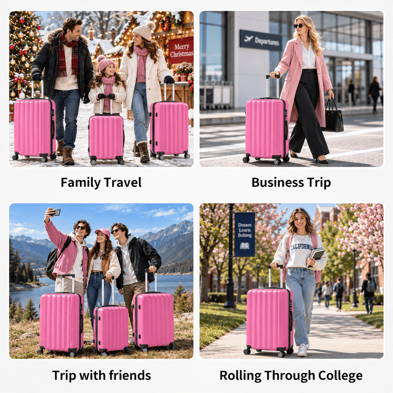 Zimtown, Luggage Set, 3 Piece Nested Spinner Pink with TSA Lock