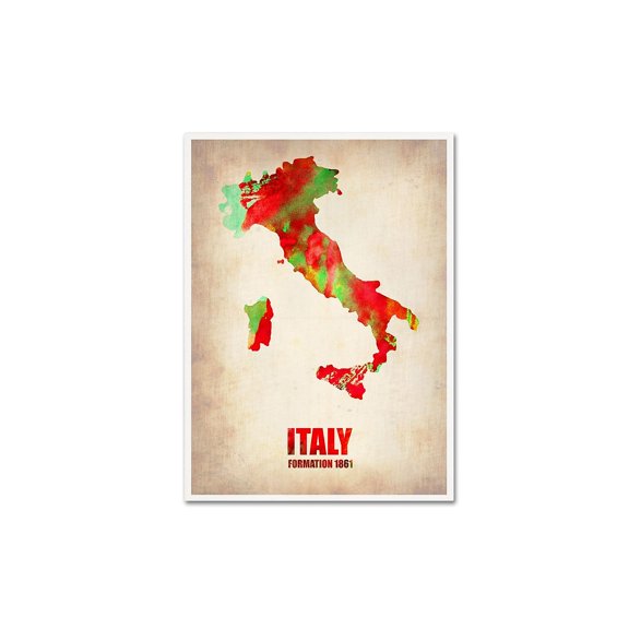 Trademark Fine Art "Italy Watercolor Map" Canvas Art by Naxart