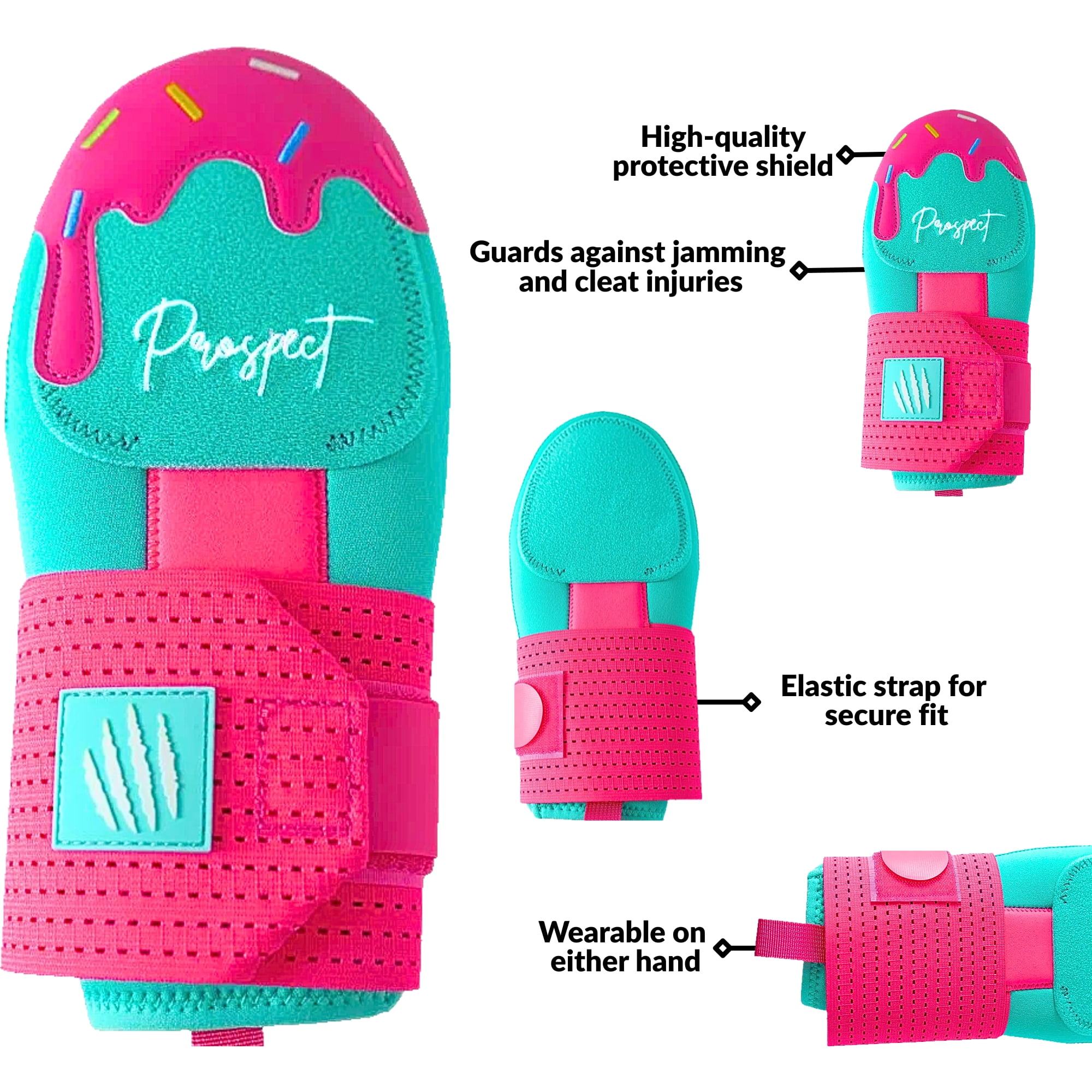 Baseball Sliding Mitt - Youth and Adult Sizes - Drippy Accessory Gingerbread Man, Ice Cream, Miami Color, Christian Cross, Left & Right Hands, Hand and Wrist Protection (Miami Pink Ice Cream, Adult)