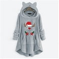 thumbnail image 2 of Abrigos de Invierno Para Mujer Abrigo de Piel Sintética Casual Estampado Navideño Botones de Felpa Manga Larga Abrigo de Felpa Con Capucha Top Odeerbi  ODB173721, 2 of 5