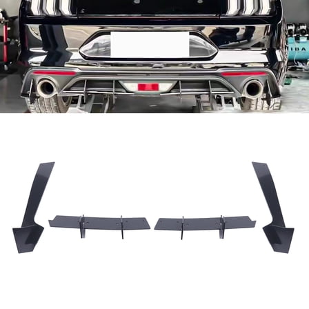 For Ford Mustang 2018-2021 Glossy Black Rear Diffuser   Rear Side Splitter Kit