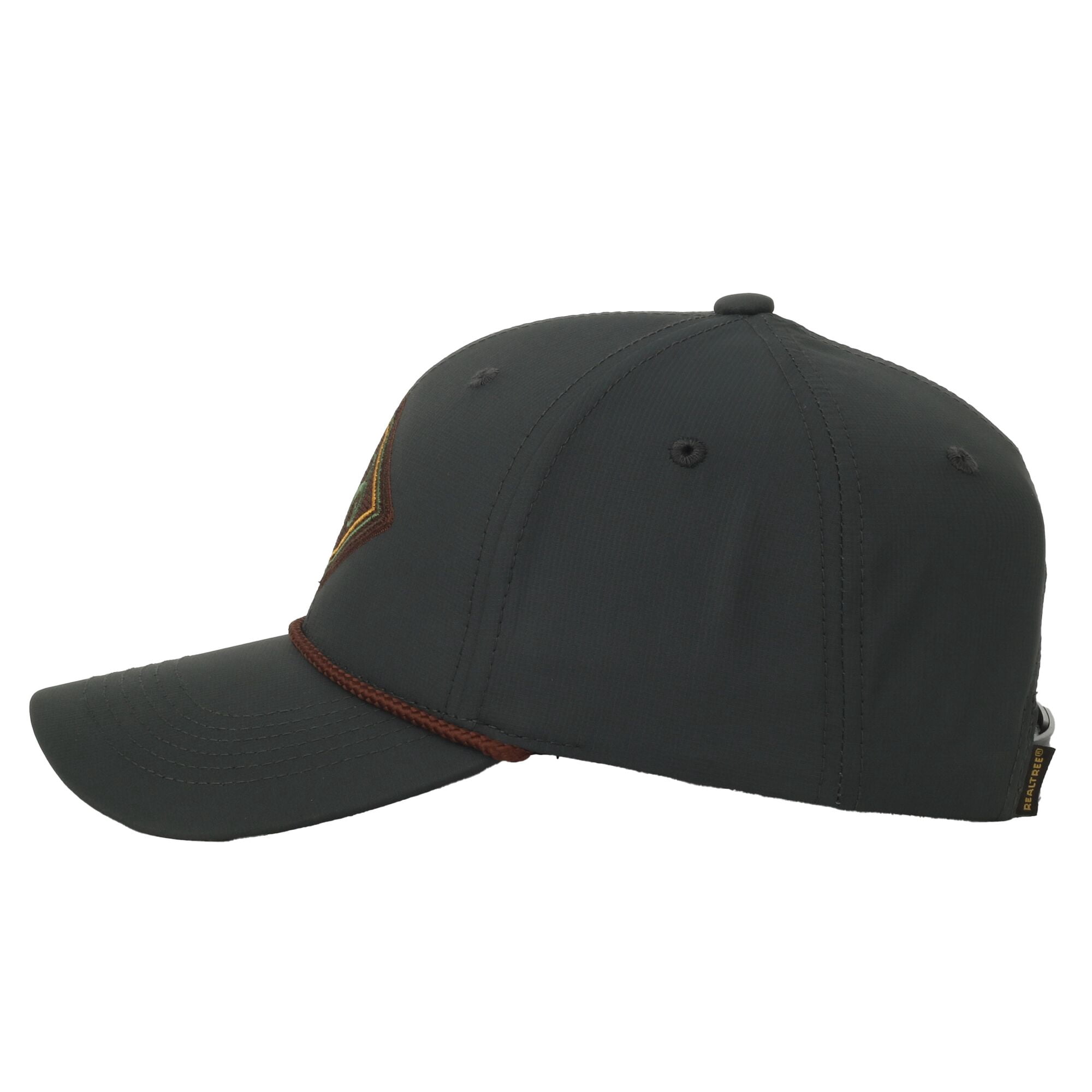 Realtree® Graphite 6-Panel Cap – Structured Full Fabric with Cord, Snapback, One Size
