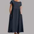 thumbnail image 2 of XJDJHC Dresses For Women Casual Solid Color Sleeveless Loose Linen Dress With Side Pockets Fashion Outfits, 2 of 4