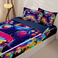 thumbnail image 3 of Homewish Gamer Zipper Full Size Comforter Sets with Fitted Sheet and 2 Pillowcases For Kids Boys,Watercolor Teens Gamepad Zipper Bedding Set For Console Gaming Lover,Navy Blue Reversible,4 Pieces, 3 of 7