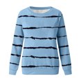 thumbnail image 4 of Jacenvly Womens Clothes Long Sleeve Fall & Winter New Arrivals Christmas Tops Fashion Misses Comfortable Comfortable Stripe Printed Round-Neck Blouses Tops T-Shirt, 4 of 6