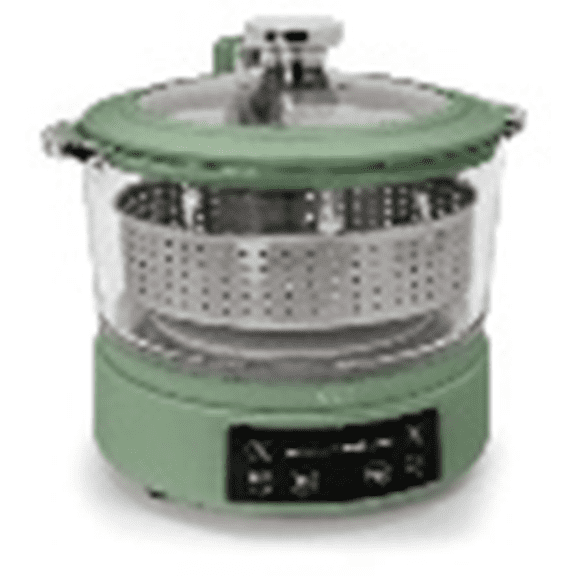 COOK WITH COLOR Electric Glass Rice Cooker, 3L Capacity, 700W Power, Efficient Cooking for Rice, Grains, and More with Transparent Glass Design, Green