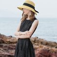 thumbnail image 2 of Sombrero de paja para mujer, plegable, de ala ancha, plegable, con protección solar UPF 50, color beige, 2 of 3
