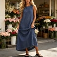 thumbnail image 2 of Fewfanhot Summer Dresses for Women Sleeveless Crewneck Maxi Long Vest Shift Dress with Pockets, 2 of 7