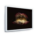 thumbnail image 3 of Designart 'Sexy Golden Metallized Woman Lips IV' Modern Framed Canvas Wall Art Print, 3 of 5