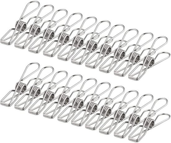 Stainless Steel Clothes Pegs Laundry Pegs 20PC Non Slip Soft SUPER Tight Grip Metal Pegs For Washing Line Clothes Drying Airer Pegs Clips Clamps Rust Proof 