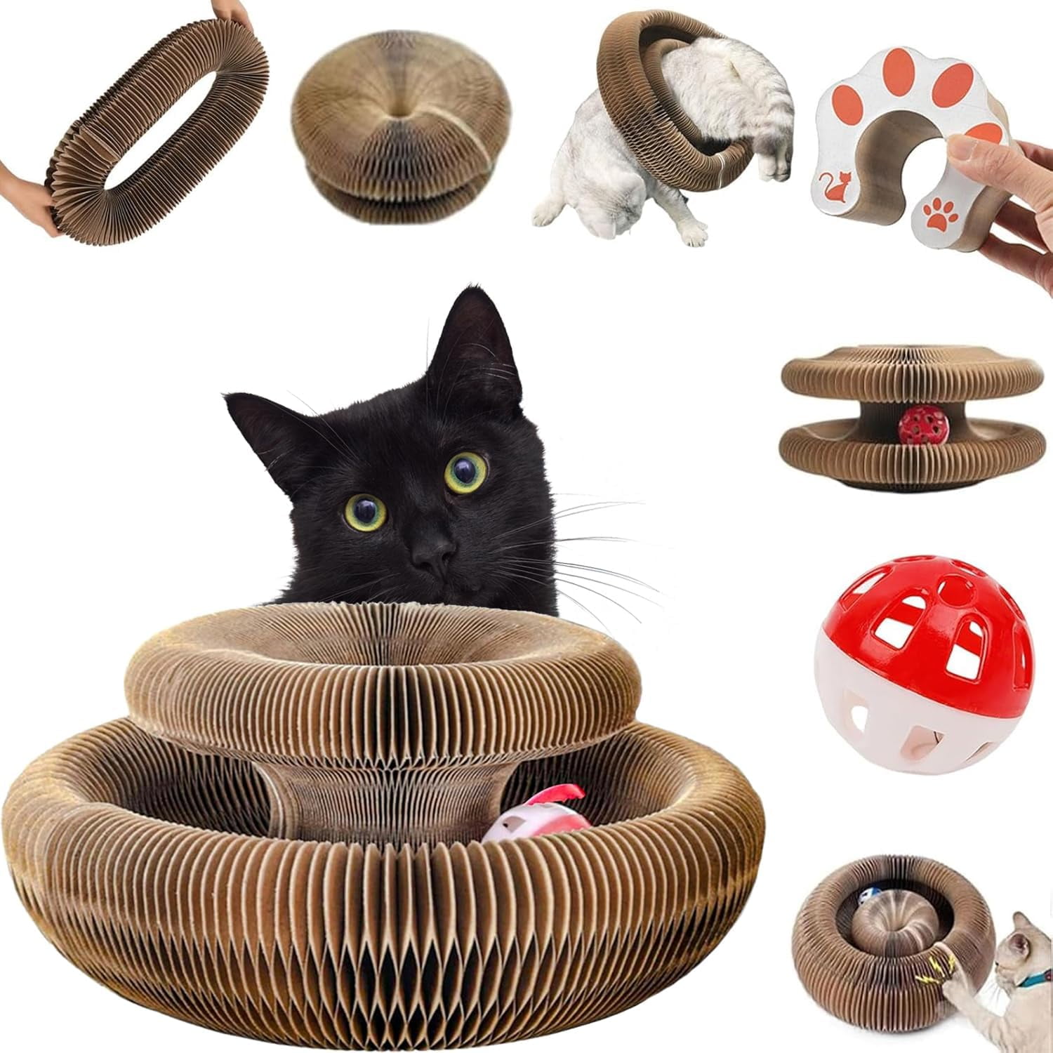 THBN Kitty Curlz, Kitty Curlz Cat Toy, Magic Organ Cat Scratching Board, Snufflepaw Accordion for Cats, Interactive Scratch Pad, Recyclable Cat Scratcher.