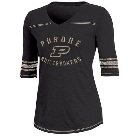 - Women's Russell Black Purdue Boilermakers Fan Half-Sleeve V-Neck T-Shirt