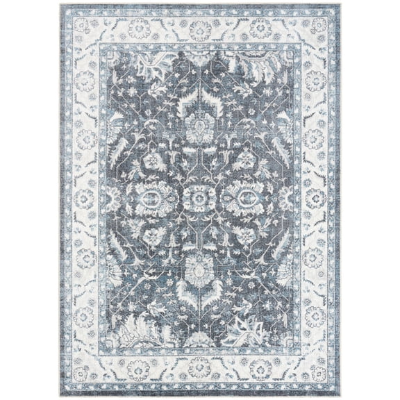 Nourison Astra Machine Washable 5'3" x 7' Slate Vintage Indoor Flatweave Rug