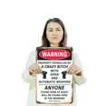 thumbnail image 3 of Warning Property Patrolled by Crazy Girl with Dogs & Weapons 12 Inch x 18 Inch Metal Sign Novelty Aluminum Durable UV Protected Perfect for Entryways Homes Fun Gag Gift Crafted in the, 3 of 5