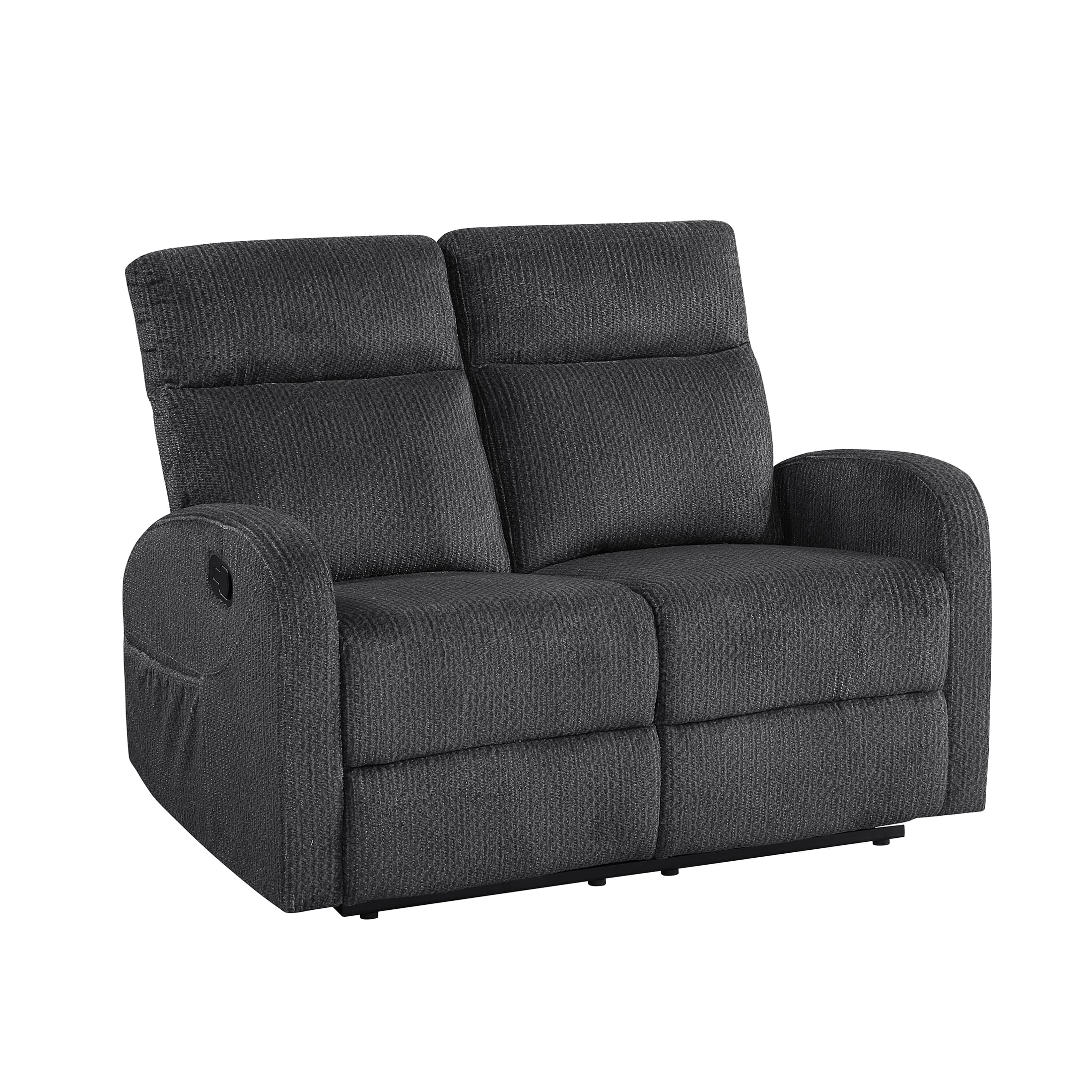 OakvillePark Brava Microfiber Double Reclining Loveseat, Dark Gray