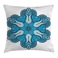 thumbnail image 1 of Mandala Decor Throw Pillow Cushion Cover, Old Mehndi Artisan Occult Power Symbol with Tulip Petal and Crescent Moons Design, Decorative Square Accent Pillow Case, 16 X 16 Inches, Blue, by Ambesonne, 1 of 2