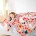 thumbnail image 3 of Manfei Cute Bow Duck Animal Queen Comforter Set for Boys Girls, Rustic Floral Bedding Comforter Set, Pink Reversible, 3-Piece, 3 of 6