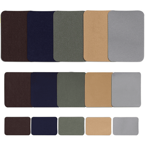 60 Pieces Iron on Fabric Patches Fabric Repair Patches Twill Clothing Repair Patch Kit for Jacket Clothes, 5 Colors