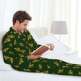 thumbnail image 6 of Picia Hohey Bee Pattern Men’s Long-Sleeve Sleepwear Set - Soft 2-Piece Loungewear with Pockets, Comfy PJs for Relaxing Nights-Small, 6 of 7