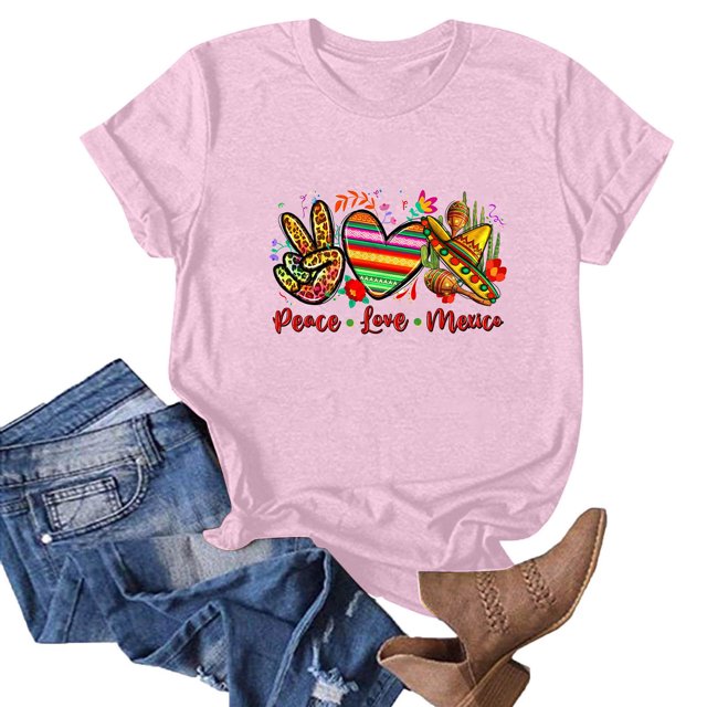 Fiudx Ropa de Mujer Blusa de Manga Corta con Estampado de Moda para Mujer, Divertida Camiseta con Cuello Redondo