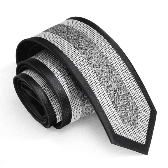 Yongchuantie Men's Plaid Necktie Black Silver Grey Plaid 2.36 Inches Slim Jacquard Woven Tie Gift Box