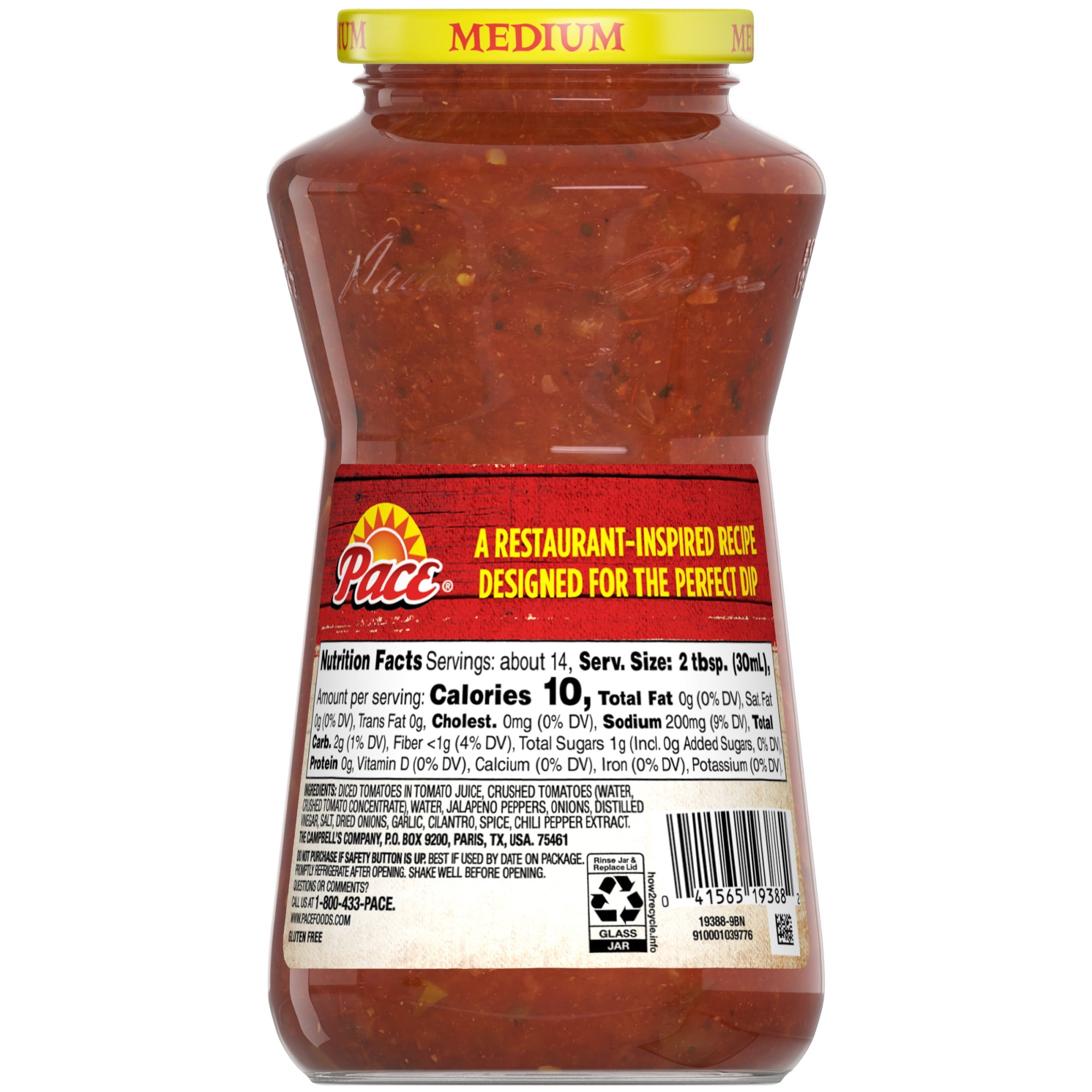 (12 pack) Pace Restaurant Style Medium Salsa, 16 oz Jar