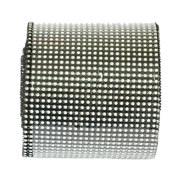 Cinta de malla de diamantes de imitación para boda, 24 filas, 10 yardas, color negro