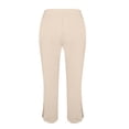 thumbnail image 6 of KPOPLK Linen Pants Women Wide Leg Palazzo Summer Flowy Pants Beach Vacation Clothes Elastic Waist Travel Trousers with Pockets Size XXL,Beige, 6 of 8