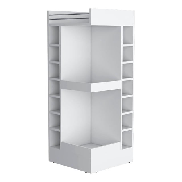 FM FURNITURE Lamer Corner Bar Cabinet with Wine Rack Engineered Wood White