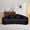 Black, variant on Curved Four-Seat Fully Compressed Sofa, Long-Term Sitting Without Collapse, Removable Backrest Chenille Fabric, Simple, Retro Style, Suitable for Small Spaces and Apartments (Black)