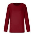 thumbnail image 7 of Spring Tops for Women 3/4 Sleeve Shirts for Women Cotton Women's Fall Fashion Long Sleeve Stretch Slim Fitted Sexy Basic Tee T-Shirt Blouse Solid Tops Red XL, 7 of 7