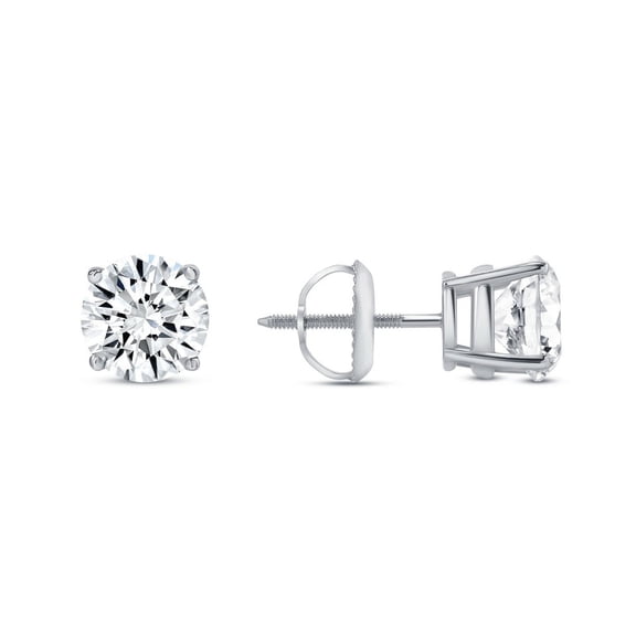 2 Ct Round Lab Created Grown Diamond Stud Earrings Real 14K White Gold