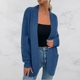 thumbnail image 4 of Cardigans on Women Casual Soild Long Sleeve Pocket Plush Long Knit Cardigan Sweater, 4 of 9