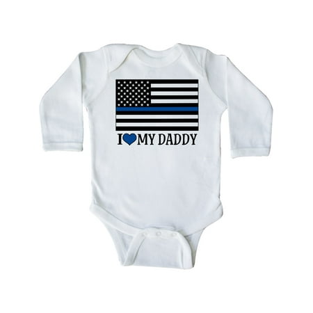 

Inktastic Police Officer Dad Law Enforcement Flag Gift Baby Boy or Baby Girl Long Sleeve Bodysuit