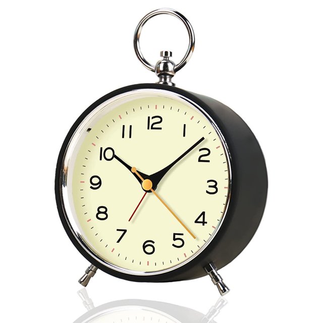 Los estudiantes del reloj despertador de viento retro usan la manija del reloj de cabecera con un reloj despertador ligero y silencioso Adepaton BST3006286-4