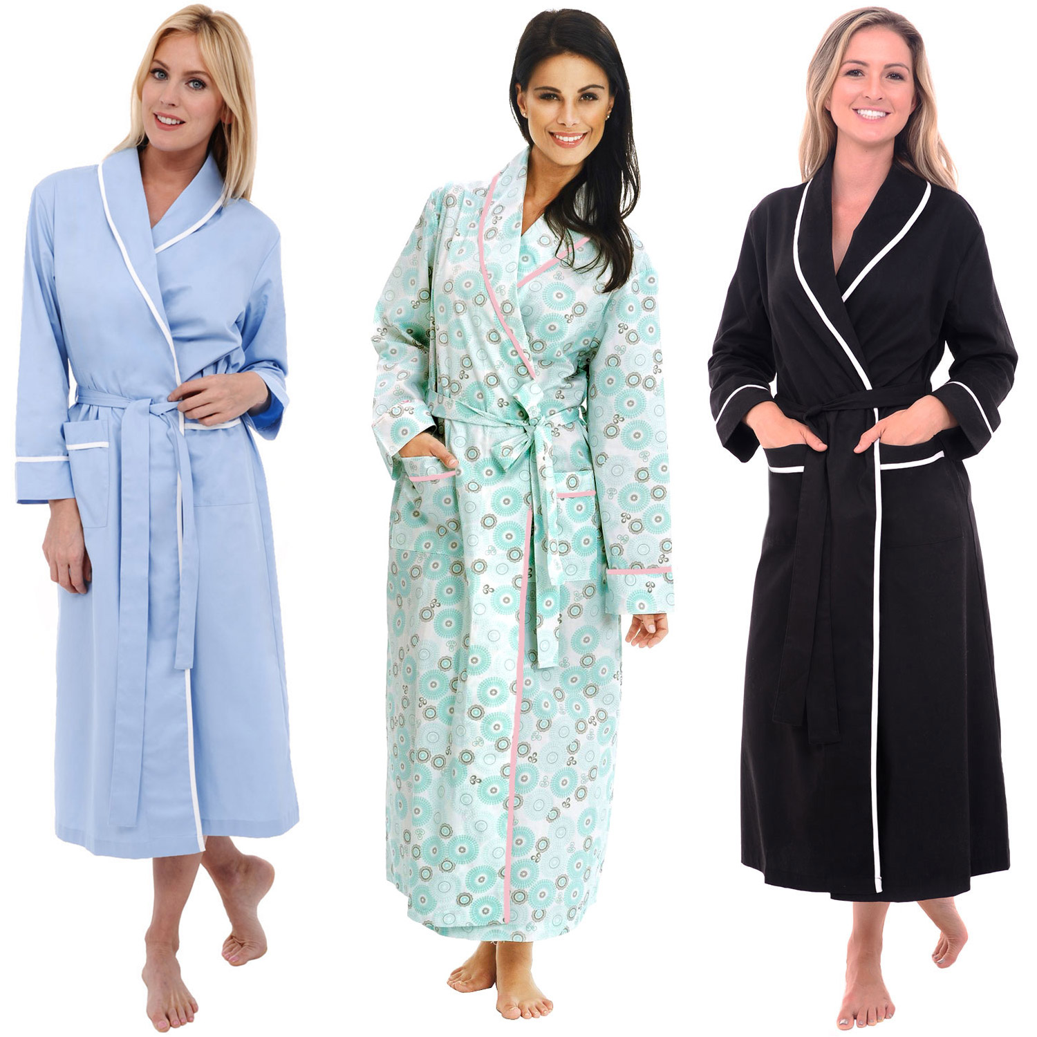 Alexander Del Rossa Womens Lightweight Cotton Kimono Robe Summer Bathrobe