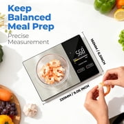Smart Food Kitchen Scale with Nutritional Calculator, Free App with 19 Nutrients Tracking, Calorie, Marco, Digital grams and ounces for weight loss, Premium Stainless Steel