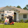 thumbnail image 2 of AMHNF Hello Pug Dogs In Flower Garden Flag For Home Outdoor Garden Yard Decor 12x18 inch, 2 of 5