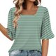 thumbnail image 1 of Blusas de Manga Corta para las Mujeres, Moda Verano Impreso, Blusas de Cuello Redondo, Chaqueta de Manga Corta para las Mujeres, 1 of 7