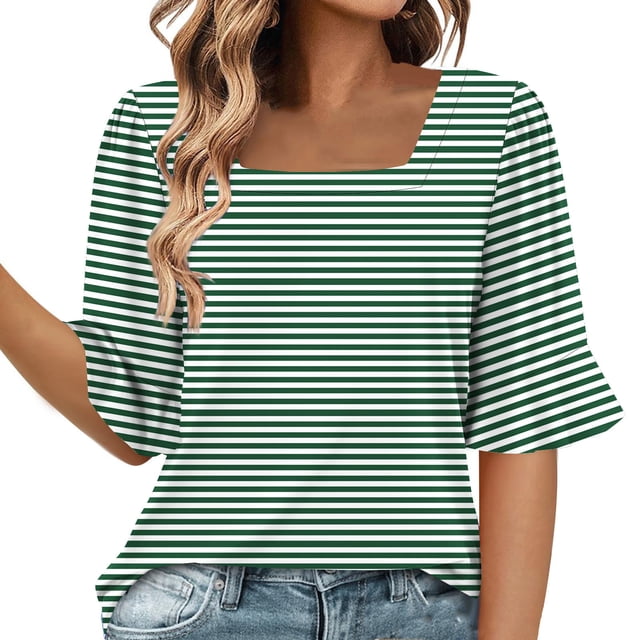 Blusas de Manga Corta para las Mujeres, Moda Verano Impreso, Blusas de Cuello Redondo, Chaqueta de Manga Corta para las Mujeres